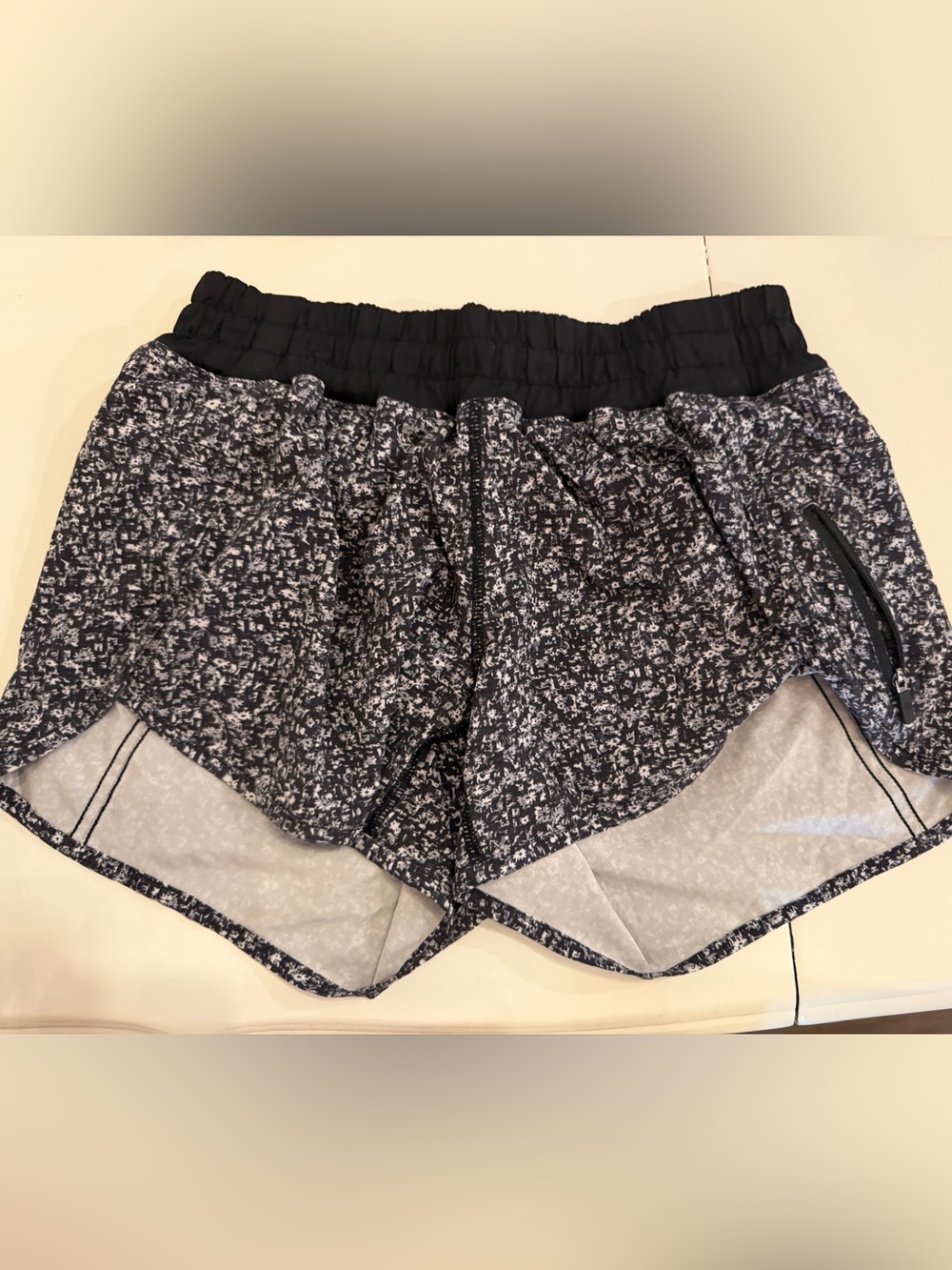 lululemon athletica Black and White Printed Athletic Shorts
